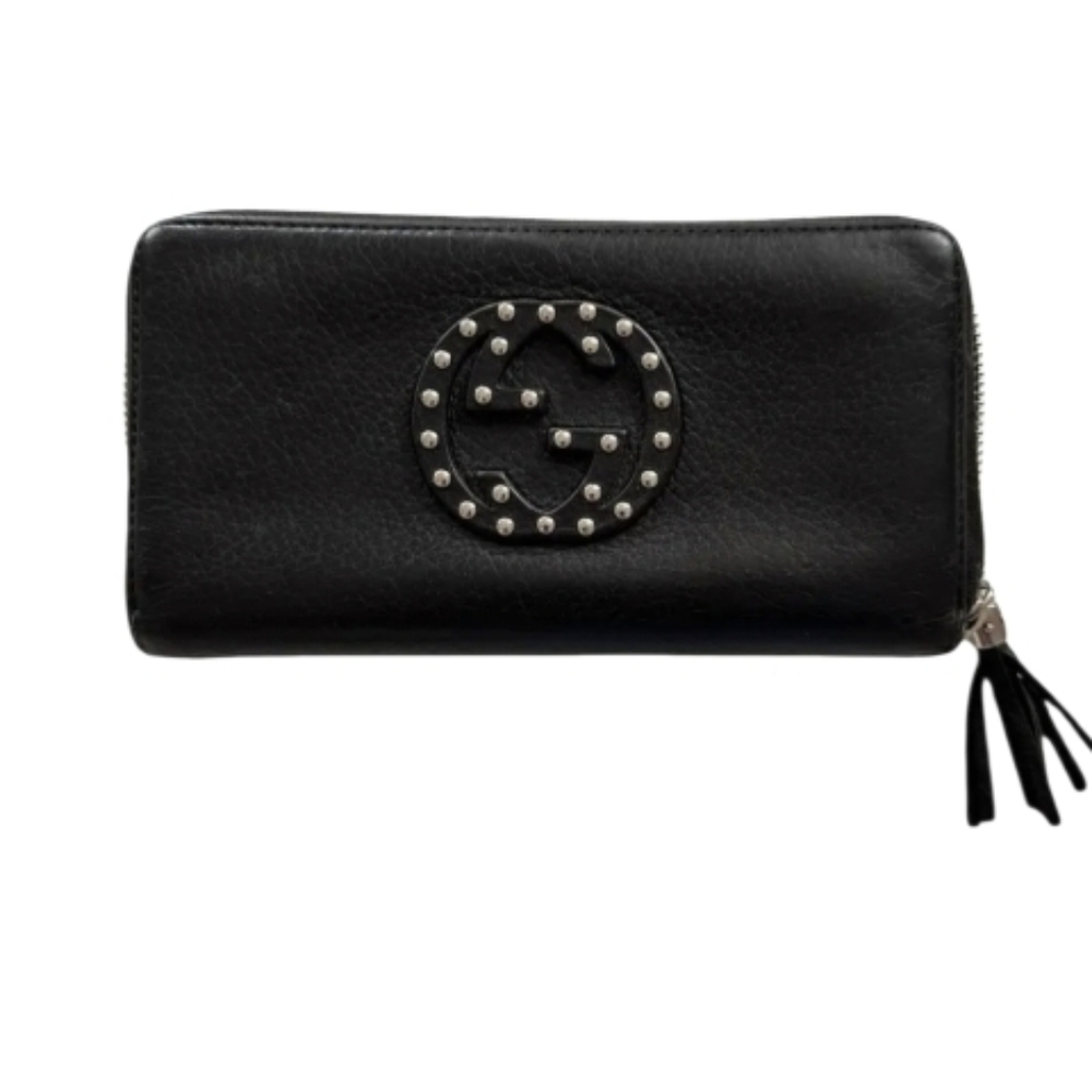 Gucci SOHO Studded Zip Around Wallet With Dustbag